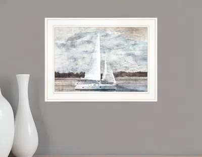 Homezia Sailboat On Water 2 White Framed Print Wall Art
