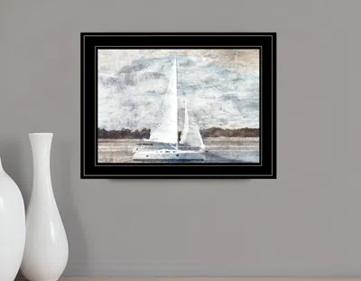 Homezia Sailboat On Water 3 Black Framed Print Wall Art