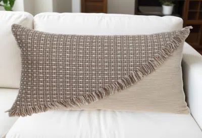 Homezia Sandy Beige Textured Throw Pillow