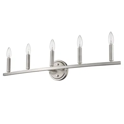 Homezia Sawyer 5-light Satin Nickel Vanity In Metallic