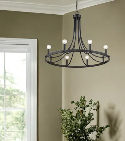 Homezia Sawyer 8-light Matte Black Chandelier In Gray