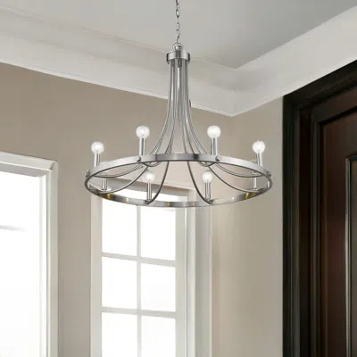 Homezia Sawyer 8-light Satin Nickel Chandelier In Metallic