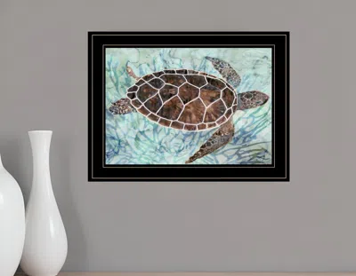 Homezia Sea Turtles Collage 1 Black Framed Print Wall Art