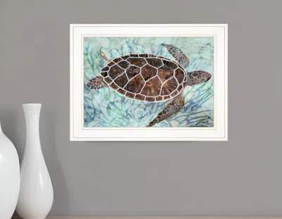 Homezia Sea Turtles Collage 1 White Framed Print Wall Art In Multi