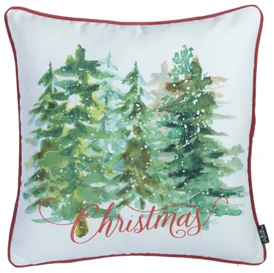 Homezia Set Of 2 18" Christmas Trees Throw Pillow Cover In Multicolor In Blue