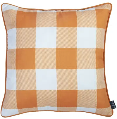 Homezia Set Of 2 18" Fall Season Pumpkin Gingham Throw Pillow Cover In Orange