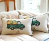 Homezia Set Of 2 20" Pumpkin Truck Lumbar Pillow Cover In Multicolor