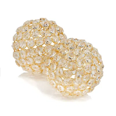 Homezia Set Of 2 4" Polished Spheres In Brilliant Shiny Luster Finished And Golden Frame