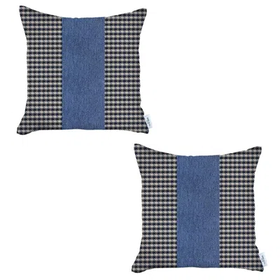 Homezia Set Of 2 Blue Houndstooth Pillow Covers