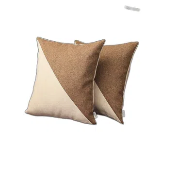 Homezia Set Of 2 Brown And White Diagonal Pillow Covers