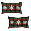 Homezia Set Of 2 Christmas Snowflake Trio Plaid Lumbar Pillow Covers