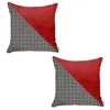Homezia Set Of 2 Houndstooth Red Faux Leather Pillow Covers