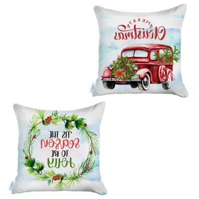 Homezia Set Of 2 Merry Christmas Tis The Season Thow Pillow Covers In Multi