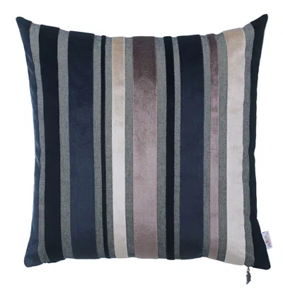 Homezia Set Of 2 Midnight Variegated Stripe Decorative Pillow Covers In Blue