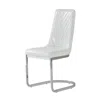 Homezia Set Of 2 Modern White Dining Chairs With Horse Shoe Style Metal Base