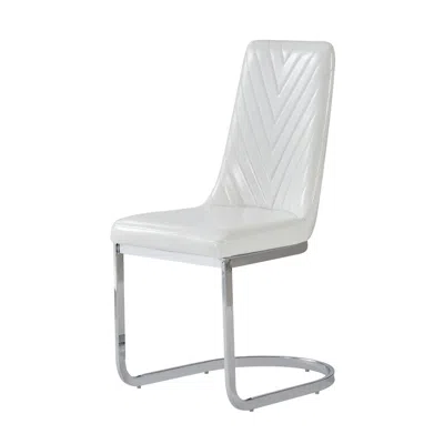 Homezia Set Of 2 Modern White Dining Chairs With Horse Shoe Style Metal Base