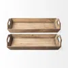 Homezia Set Of 2 Natural Brown Wood With Grains And Knots Highlight Trays In Multi