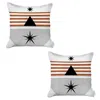 Homezia Set Of 2 Orange And Ivory Striped Pillow Covers