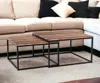 Homezia Set Of 2 Squared Off Natural Wood Nesting Coffee Tables