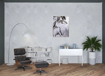 Homezia Set Of 2 Ultra Modern White Black And Gold Marblized Wall Art In Multi