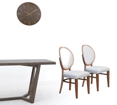 Homezia Set Of 2 Walnut Rubberwood King Louis Back Dining Chairs
