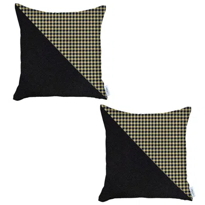 Homezia Set Of 2 Yellow Houndstooth Pillow Covers In Multi