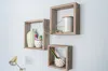 Homezia Set Of 3 Square Espresso Reclaimed Wood Open Box Shelve