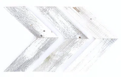 Homezia Set Of 3 White Wash Reclaimed Wood Chevron Arrow