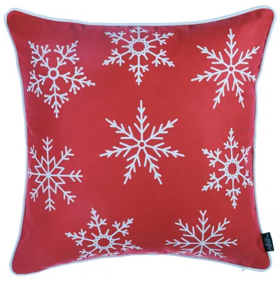 Homezia Set Of 4 18" Merry Christmas Throw Pillow Cover In Multicolor In Red