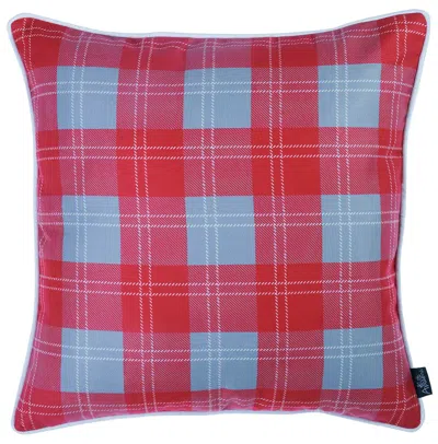 Homezia Set Of 4 18" Winter Deer Throw Pillow Cover In Multicolor In Red