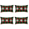 Homezia Set Of 4 Christmas Snowflake Trio Plaid Lumbar Pillow Covers