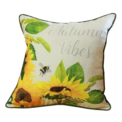 Homezia Set Of 4 Square Autumn Vibes Sunflower Pillow Covers In Multi