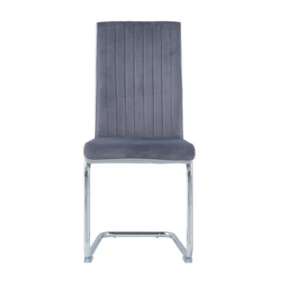 Homezia Set Of 4 Two Tone Grey And Chrome Dining Chairs