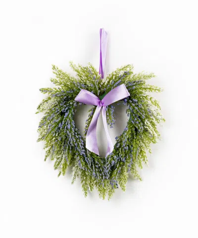 Homezia Set Of 9" Purple Artificial Heart Lavender Wreath