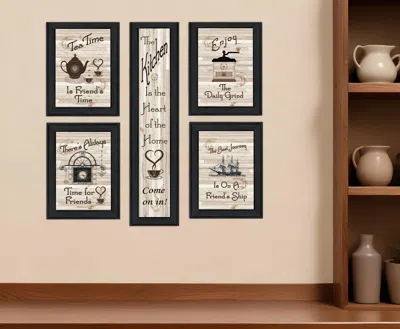 Homezia Set Of Five Kitchen Friendship 2 Black Framed Print Kitchen Wall Art