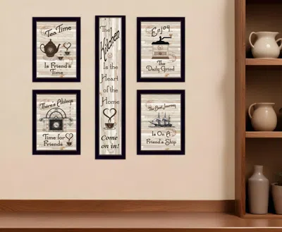 Homezia Set Of Five Kitchen Friendship 3 Black Framed Print Kitchen Wall Art In Animal Print