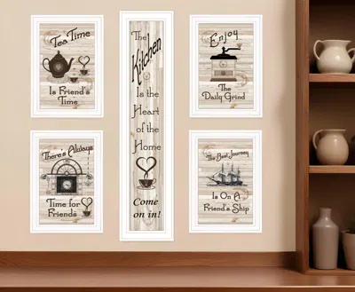 Homezia Set Of Five Kitchen Friendship 5 White Framed Print Kitchen Wall Art