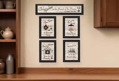 Homezia Set Of Five Kitchen Friendship Collection Ii 2 Black Framed Print Kitchen Wall Art