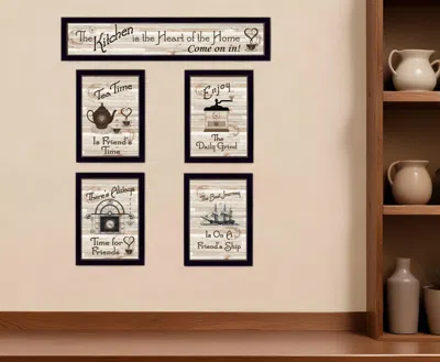 Homezia Set Of Five Kitchen Friendship Collection Ii 3 Black Framed Print Kitchen Wall Art