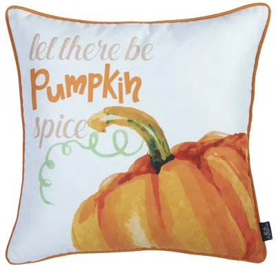 Homezia Set Of Four 18" Orange And White Pumpkin Spice Throw Pillow Covers In Multi