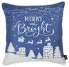 Homezia Set Of Four 18" X 18" Blue Zippered Polyester Christmas Reindeer Throw Pillow Cover