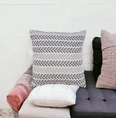 Homezia Set Of Four 18" X 18" Gray Beach Chevron Cotton Zippered Pillow