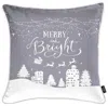 Homezia Set Of Four 18" X 18" Grey Zippered Polyester Christmas Snowflakes Throw Pillow Cover