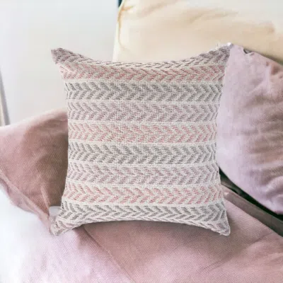 Homezia Set Of Four 18" X 18" Purple Beach Chevron Cotton Zippered Pillow