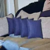 Homezia Set Of Four 18" X 18" Sapphire Blue Polyester Zippered Pillow Cover