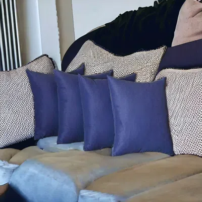 Homezia Set Of Four 18" X 18" Sapphire Blue Polyester Zippered Pillow Cover