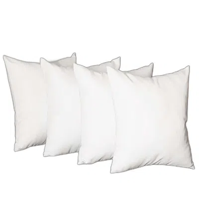 Homezia Set Of Four 18" X 18" White Polyester Zippered Pillow Cover