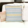 Homezia Set Of Four 18" X 18" Yellow Beach Chevron Cotton Zippered Pillow