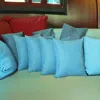 Homezia Set Of Four 20" X 20" Sky Blue Polyester Zippered Pillow Cover