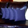 Homezia Set Of Four 22" X 22" Navy Blue Polyester Zippered Pillow Cover
